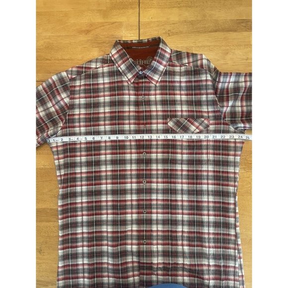 KUHL Button Up Shirt Mens Large‎ Red Plaid Short Sleeve - Picture 5 of 7